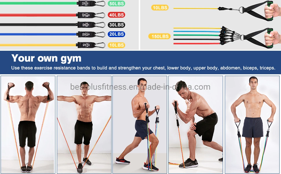 Tube Bands Set Expander Exercise Fitness Rubber Tubes Band 11PC Stretch Training Home Gyms Workout Elastic Pull Resistance Rope